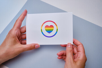 Rainbow heart. LGBT flag. LGBTQIA Pride Month in June. Lesbian gay bisexual transgender. Gender...