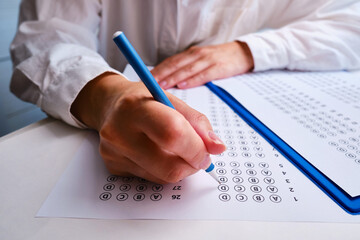 Admission test. Examination form. Choosing the correct answer. A sheet of paper with a test task....