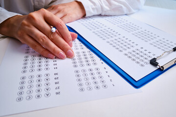 Admission test. Examination form. Choosing the correct answer. A sheet of paper with a test task....