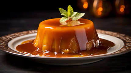 delicious pudding or flan with caramel on top