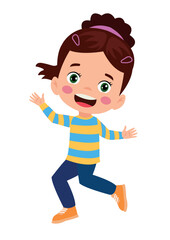 Jumping kids. Happy funny children playing and jumping in different action poses education little team vector characters. Illustration of kids and children fun and smile
