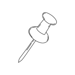  pin map needle pointer doodle vector icon. Hand drawn tack for wall. Location marker for map, sketch style drawing.