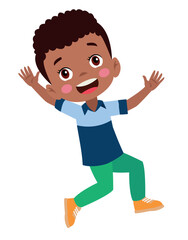 Jumping kids. Happy funny children playing and jumping in different action poses education little team vector characters. Illustration of kids and children fun and smile