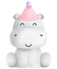 Hippopotamus with party hat
