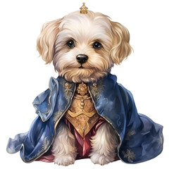 Cute Dog Princess and Prince Costume Illustration AI Generative