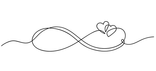 Infinity love icon. Continuous line art drawing Heart and Infinity symbol. Friendship and love concept. Best friend forever. Vector illustration