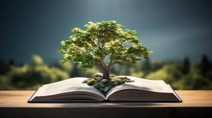 book with tree growing out of it Generative AI