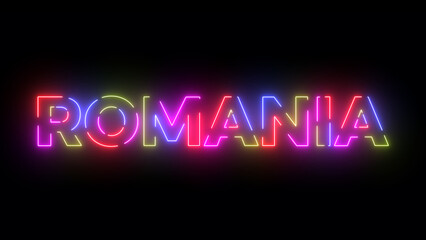 Romania text. Laser vintage effect. Retrò style.