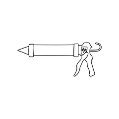 Vector hand drawn caulking gun, silicone gun isolated on white background
