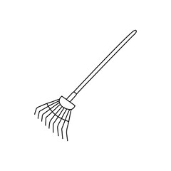 Rake Hand drawn vector illustration in doodle style, isolated on a white background.