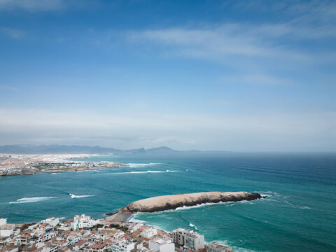 Punta hermosa, famous peruvian beach located south Lima. Aerial photography.