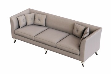 sofa isolated on white background, interior furniture, 3D illustration, cg render