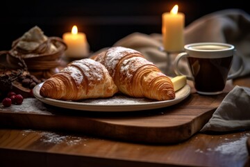 Sfogliatelle with a variety of pastries and a cup of coffee on a wooden table