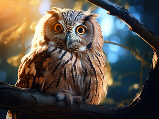 Great horned owl in the forest