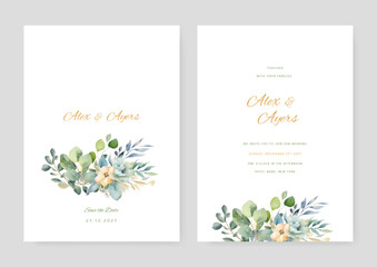 Template design with highly detailed, vector, realistic, spring flowers. Botanical wedding invitation card template design, white magnolia flowers and leaves.