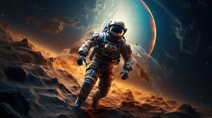 Astronaut in the outer space over the planet Earth Generative AI