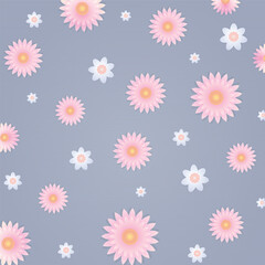 Vector illustration of a light-colored background with pink and white flowers.