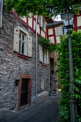 Fototapeta na wymiar old street in germany with typical german houses