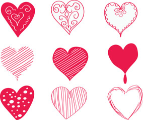 Illustration vector design of hearts set bundle in perfect for emoji, sticker, stationary, elements for your design