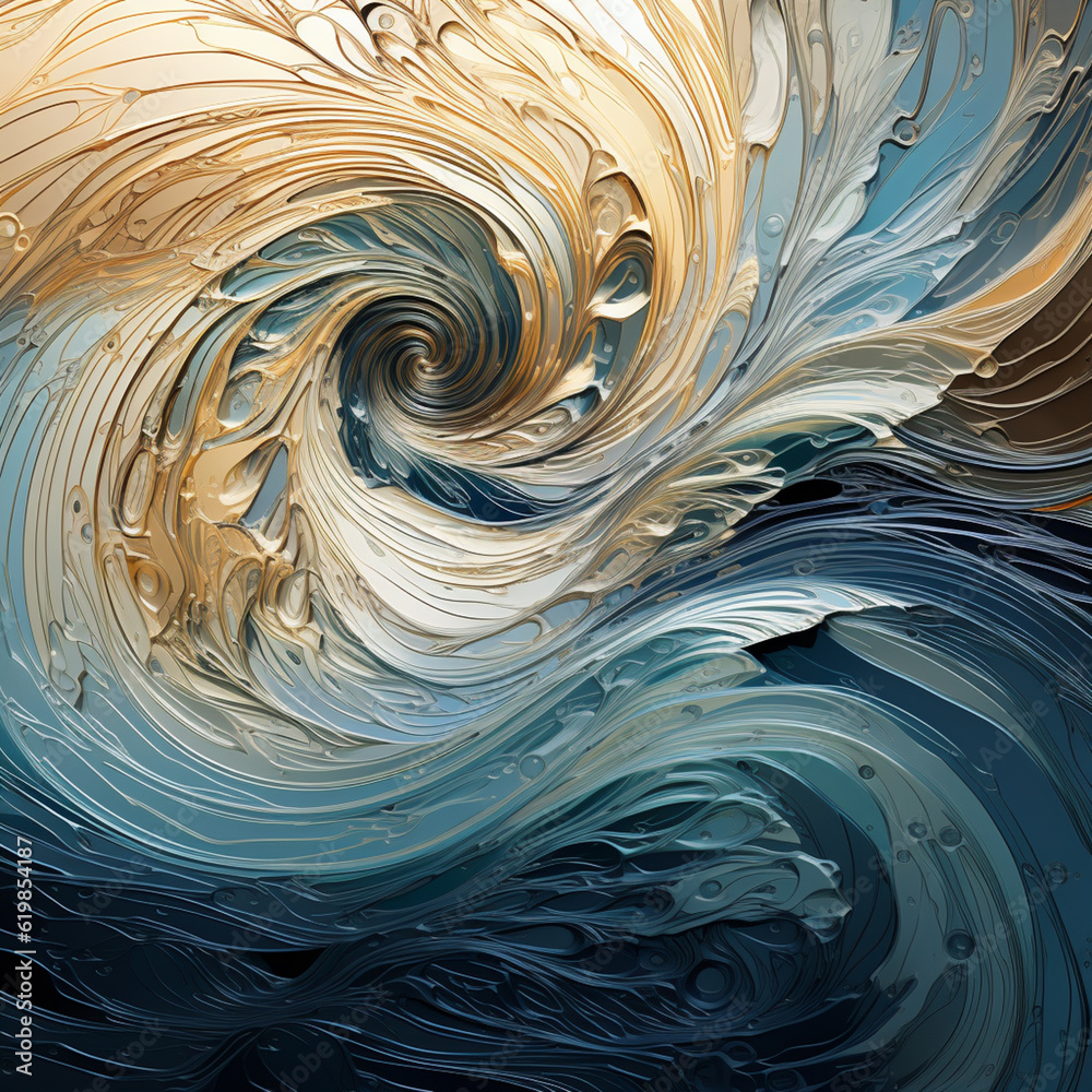 Aufkleber A digital artwork that combines intricate patterns and textures to represent a whirlpool. Generative AI.