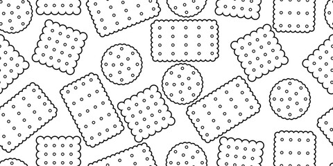 black white biscuit seamless pattern - obrazy, fototapety, plakaty