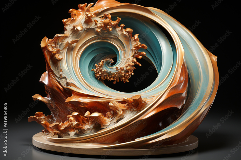 Aufkleber A sculptural representation of a whirlpool, using abstract forms and materials to convey its swirling motion. Generative AI.