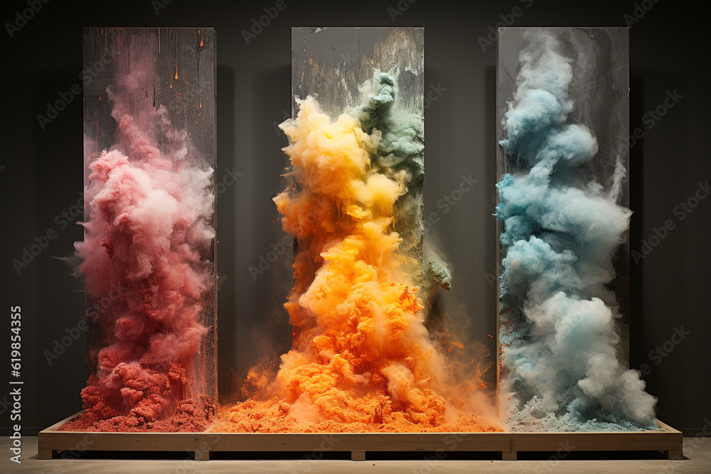Aufkleber a series of photographs documenting the various stages of a volcanic eruption. generative ai.
