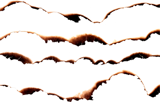 Paper burned isolated on white background with clipping path