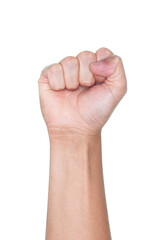 Hand with clenched fist isolated on white background with clipping path