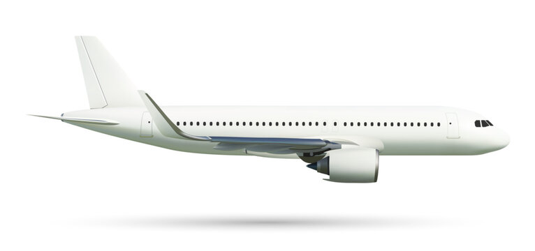 Aircraft or airplane on side view, vector illustration
