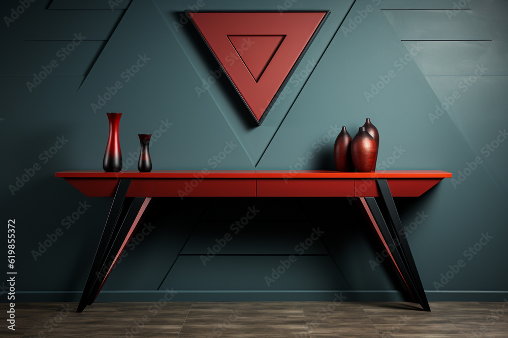 Fototapete a sleek and minimalist console table featuring clean lines and geometric shapes. generative ai.