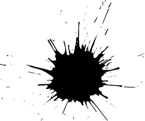 Black ink stain. Grunge splash brush splatter