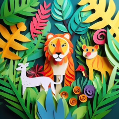 Obraz premium paper cut animal for kids