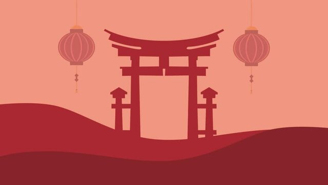 Chinese theme background animation, green background