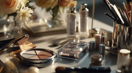 Luxury cosmetics on the table