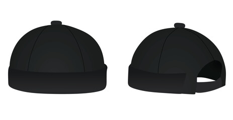 Black brim cap. vector illustration
