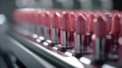 Cosmetics on the conveyor belt in the factory