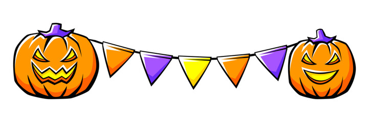 Happy Halloween decoration. Holiday background with celebration items.