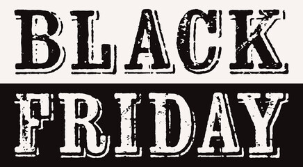 Black Friday Sale Banner Promotional marketing discount event Black and white banner or card Design element Vector illustration