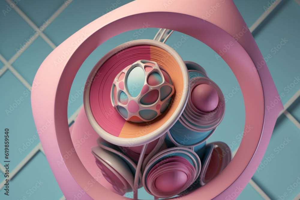 Aufkleber A trending image presents an anatomical model of the human reproductive system in a geometric motif, featuring geometric shapes and pastel colors, Generative AI technology.