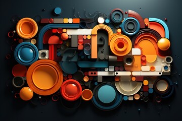 Obraz premium abstract 3d art design with colored curves