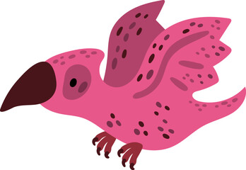Cute prehistoric bird. Ancient nature animal mascot