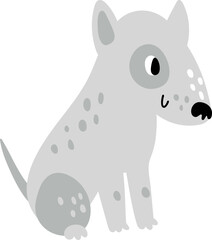 Cute puppy sitting. Little gray dog character
