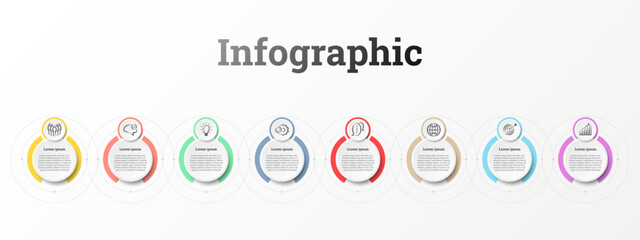 Infographic that provides a detailed report of the business, divided into 8 topics.
