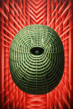 melon in the style of optical illusion painting