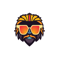 simple lion wearing sunglass logo vector illustration template design