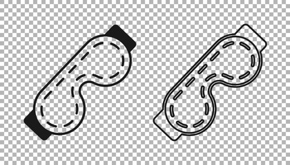 Black Eye sleep mask icon isolated on transparent background. Sleeping mask. Vector