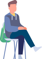 Leg crossed man sitting on chair. Student character