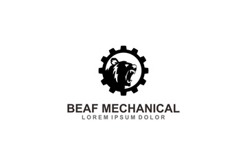 Bear gear industrial logo design icon symbol illustration animal 