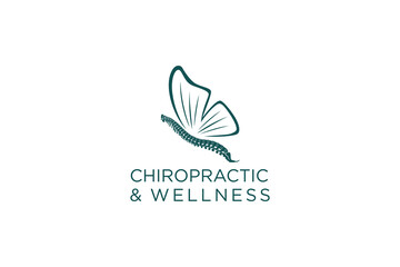 Chiropratic wellness clinic logo design butterfly icon symbol